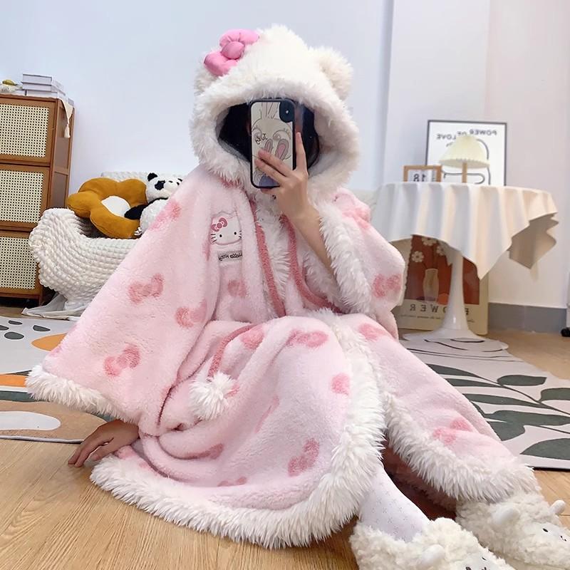 HelloKitty蝴蝶结印花斗篷睡袍