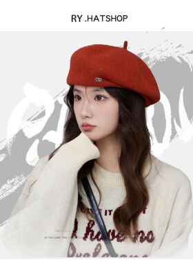 义乌市奢钻帽业有限公司复古羊毛贝雷帽女款秋冬气质名媛百搭帽子