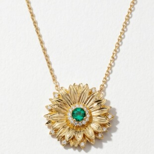 阿林的饰界原创向日葵祖母绿项链