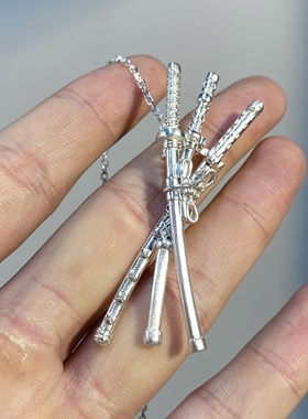 手工纯银索隆三刀毛衣链