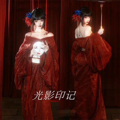 影楼魏晋红色古风汉服长款仙裙