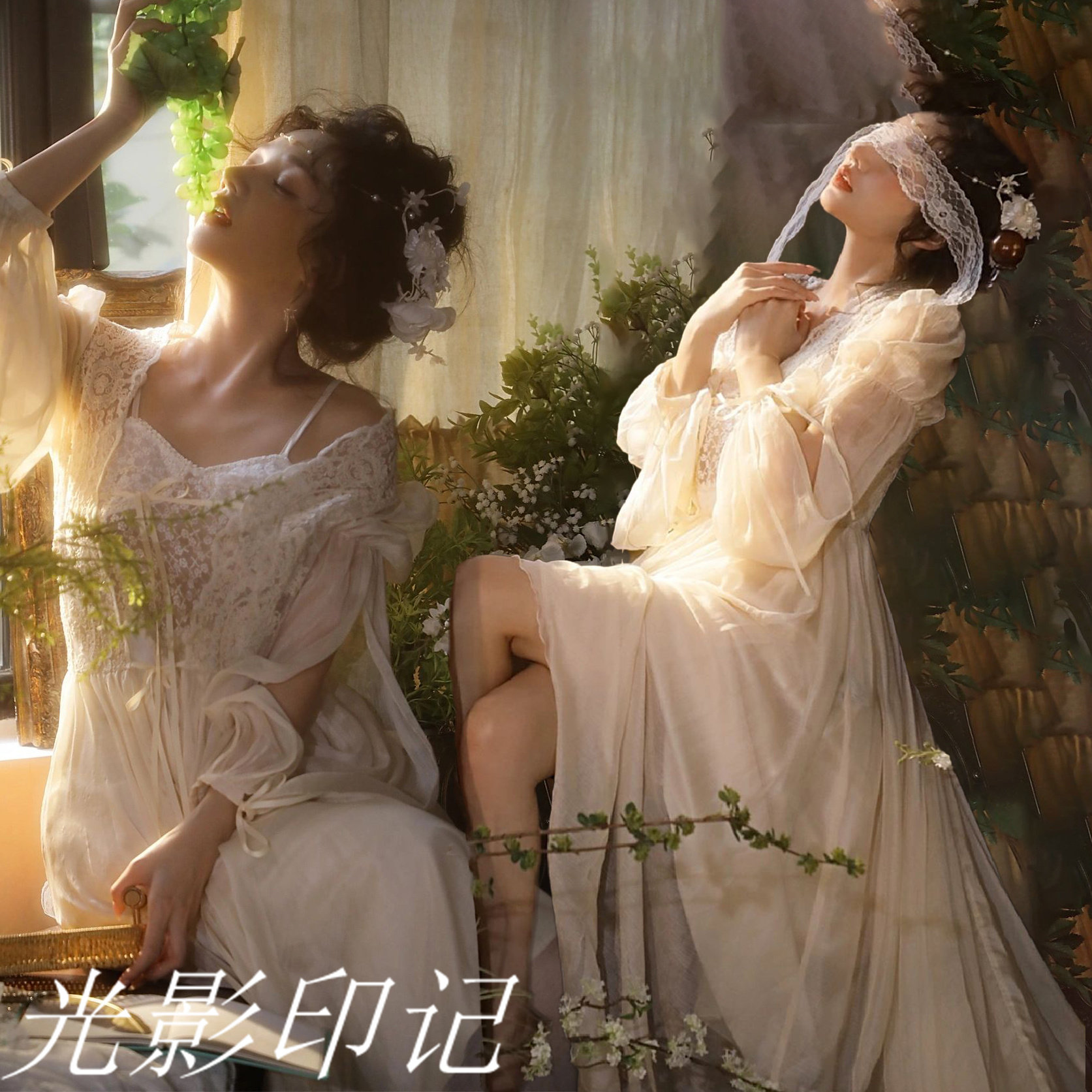 复古轻婚纱影楼新款法式少女油画风超仙连衣裙个人艺术照主题服