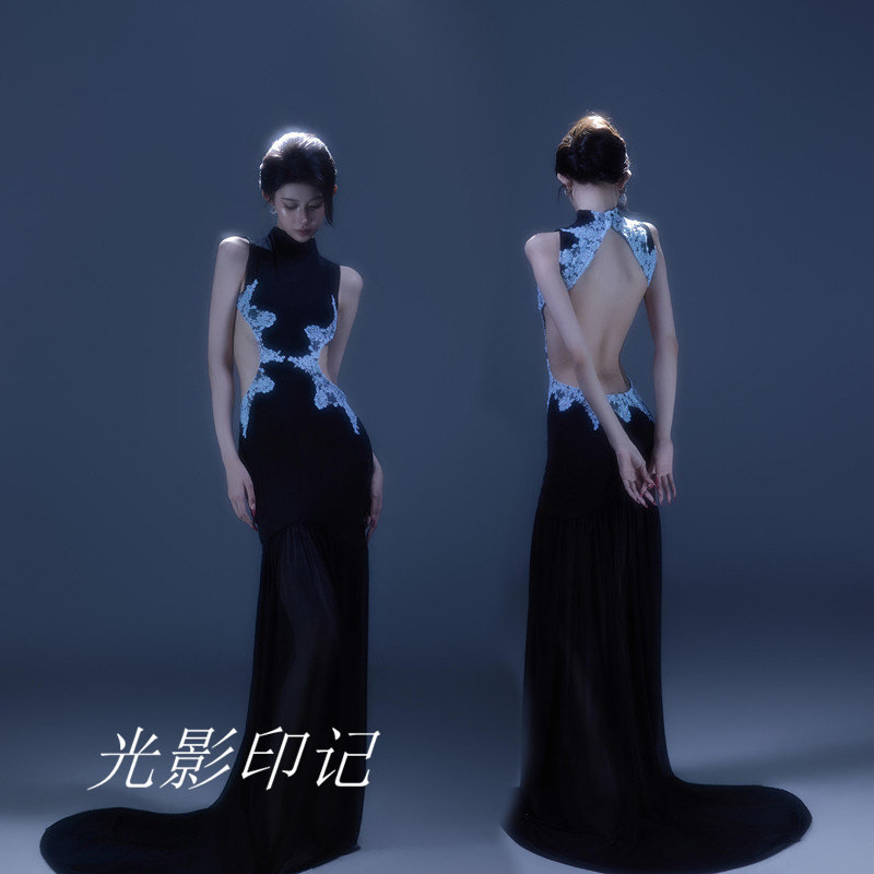 影楼新款黑色御姐写真摄影服