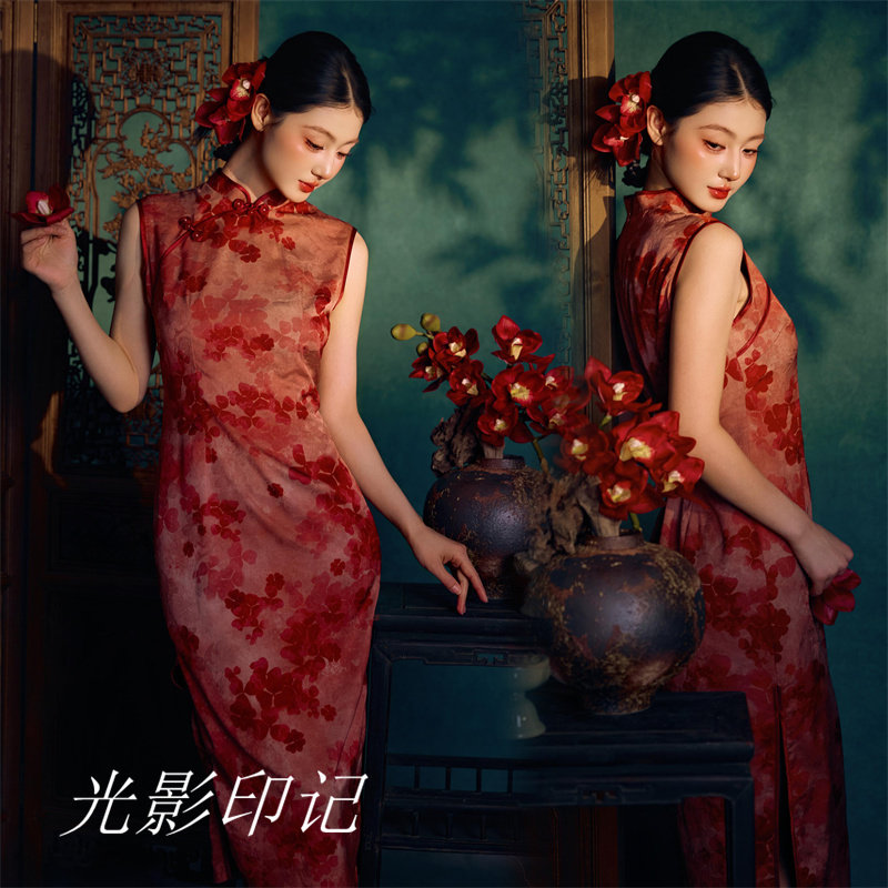 影楼新中式无袖修身显瘦旗袍