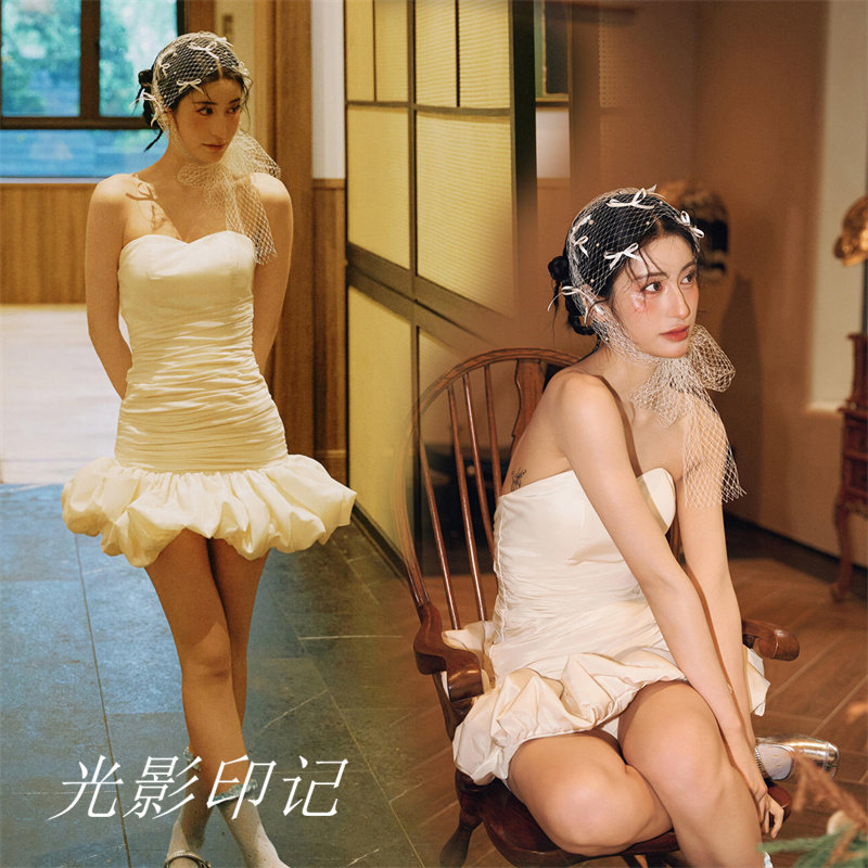 名媛风抹胸修身礼服短裙连衣裙