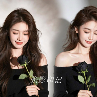 影楼新款纯欲风纯欲肖像黑色私房毛衣时尚写真个性艺术照摄影服装