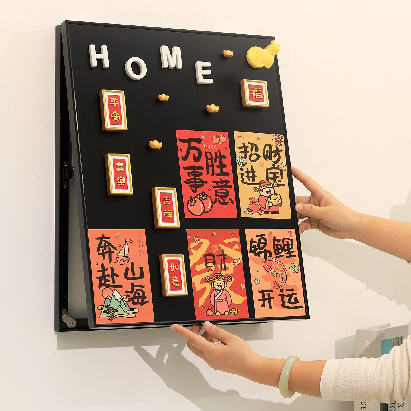 磁吸竖款电表箱装饰画2026新款配电箱遮挡强电盖板开关盒客厅挂画图片