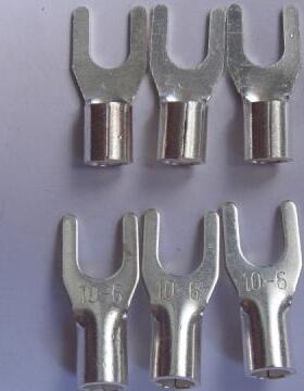 HS包邮UT10-6冷压接线端子接线端头叉形裸端头镀银1000只0.9厚