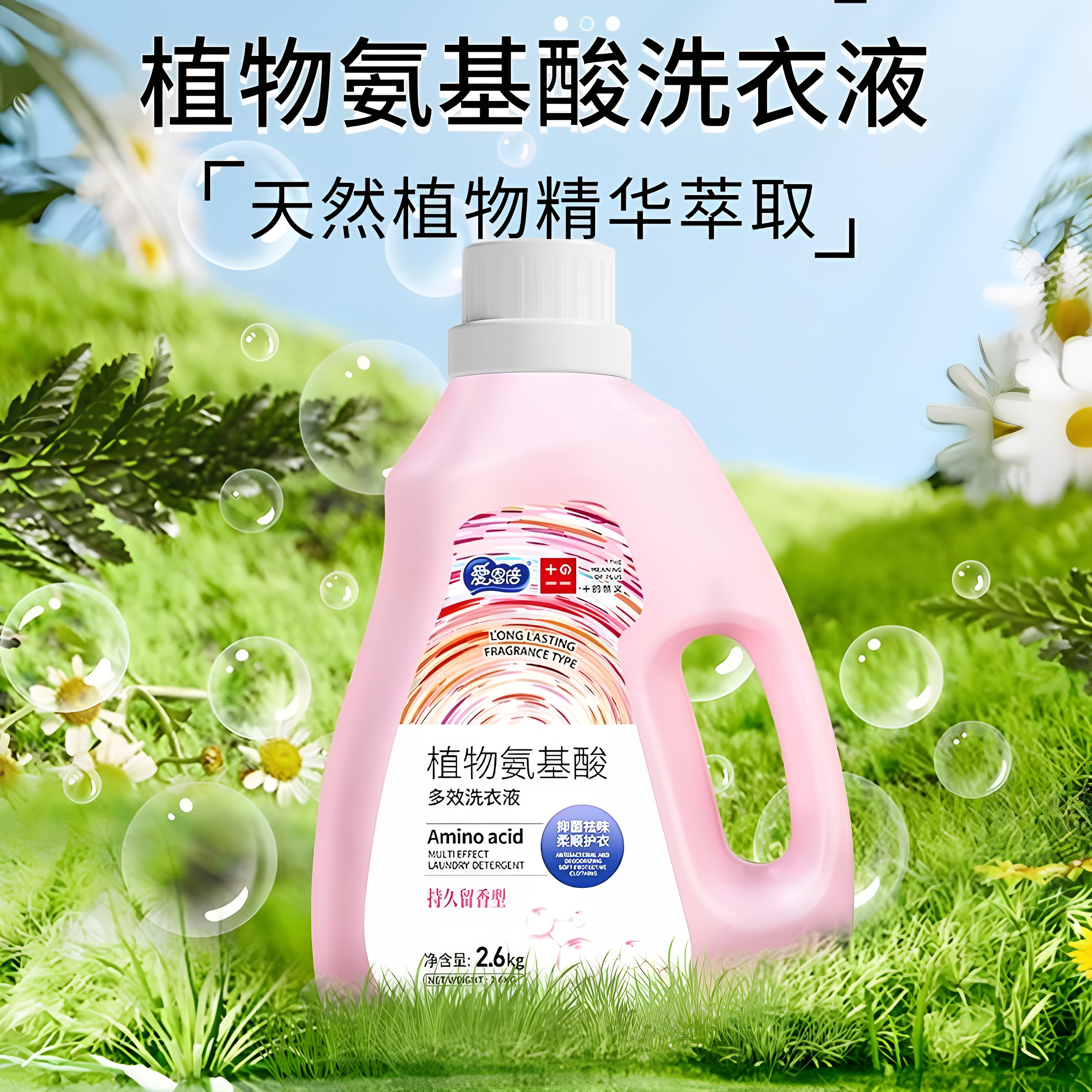 爱恩倍洗衣凝露香水持久留香柔顺深层去污家庭装植物氨基酸洗衣液