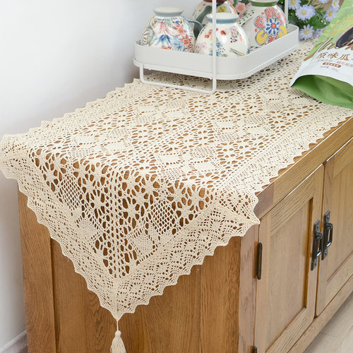 镂空桌旗钩针勾花棉线