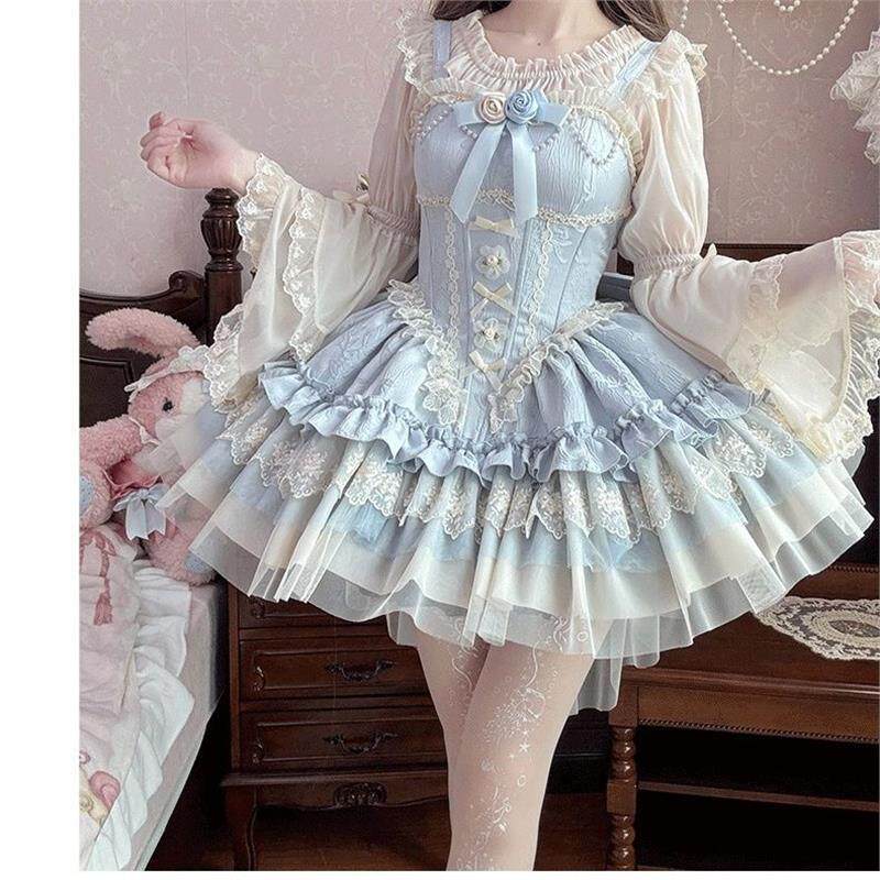 长袖短袖春夏季百搭姬袖雪纺洛丽塔衬衣Lolita