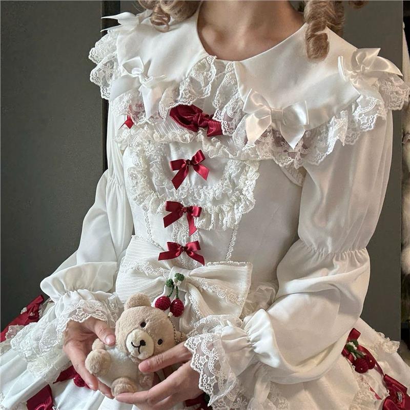 Lolita内搭蝴蝶结蕾丝长袖衬衫