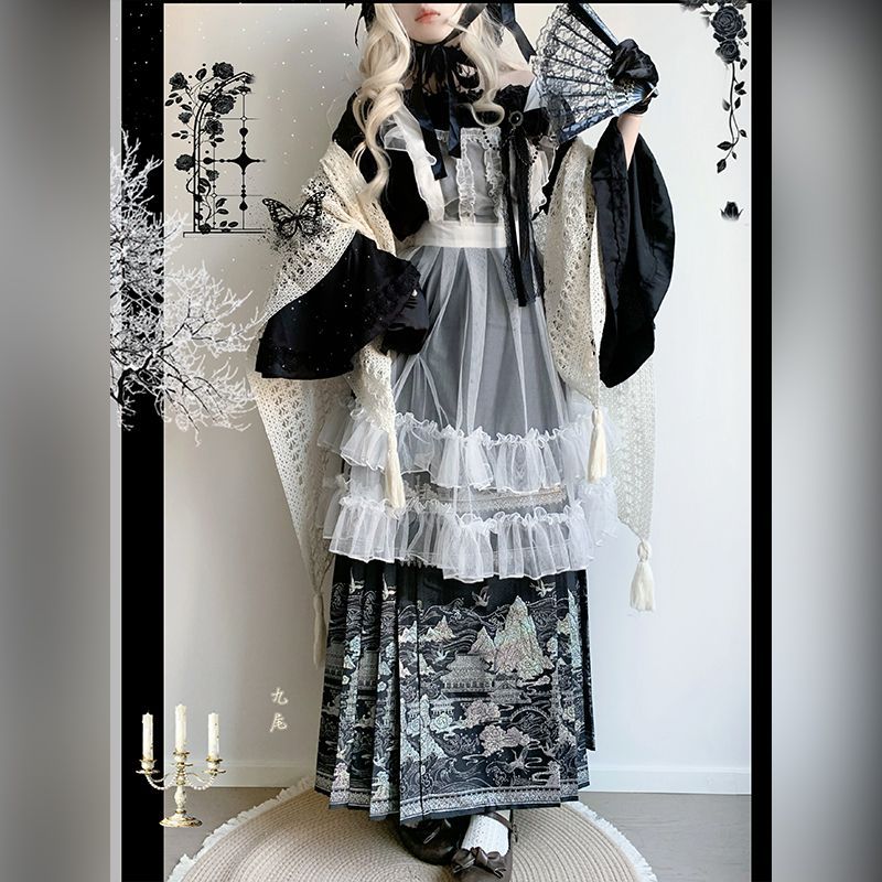 哥特暗黑洛丽塔秋冬马面汉服套装