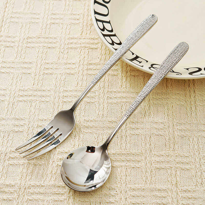 轻奢 304不锈钢勺子主餐勺汤匙调羹吃饭家用长柄锤目纹西餐刀叉勺,餐饮具,西餐勺,淘宝优惠券,粉丝福利购,淘宝优惠卷