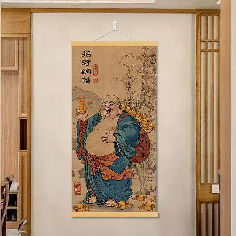2026新款弥勒佛挂画墙壁禅意客厅餐厅装饰画现代简约画玄关装饰画