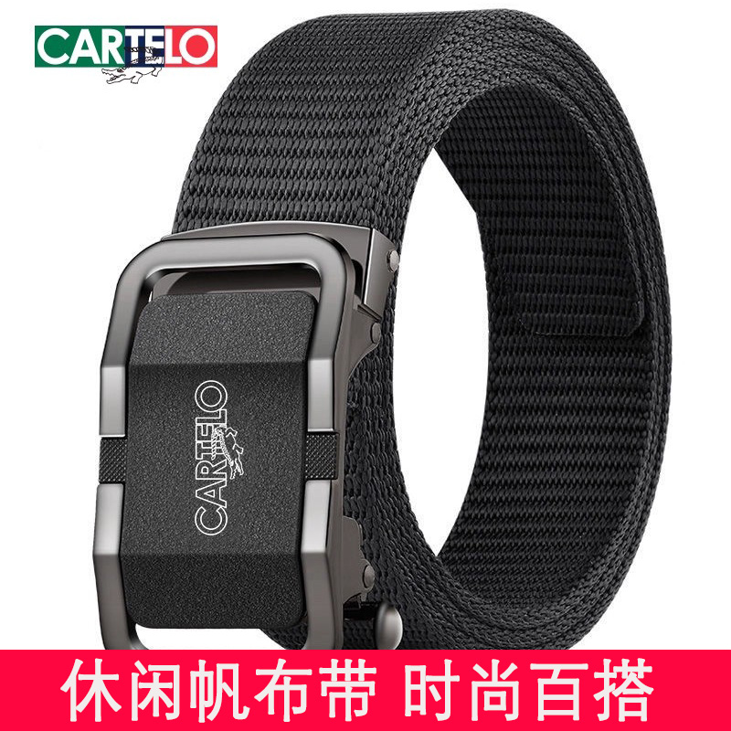 卡帝乐鳄鱼男士自动扣帆布腰带