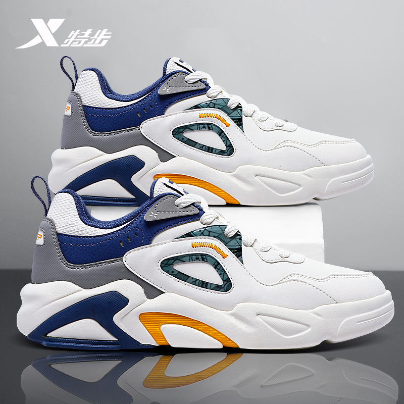 特步男鞋官方正品秋冬皮面休闲鞋