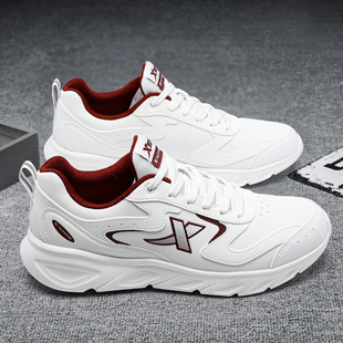 特步男鞋官方正品皮面防水减震运动鞋春季新款男士轻便休闲跑步鞋