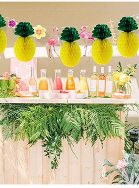 节日ins夏季LUAU沙滩派对装饰火烈鸟菠萝蜂窝球挂件火烈鸟纸蜂窝