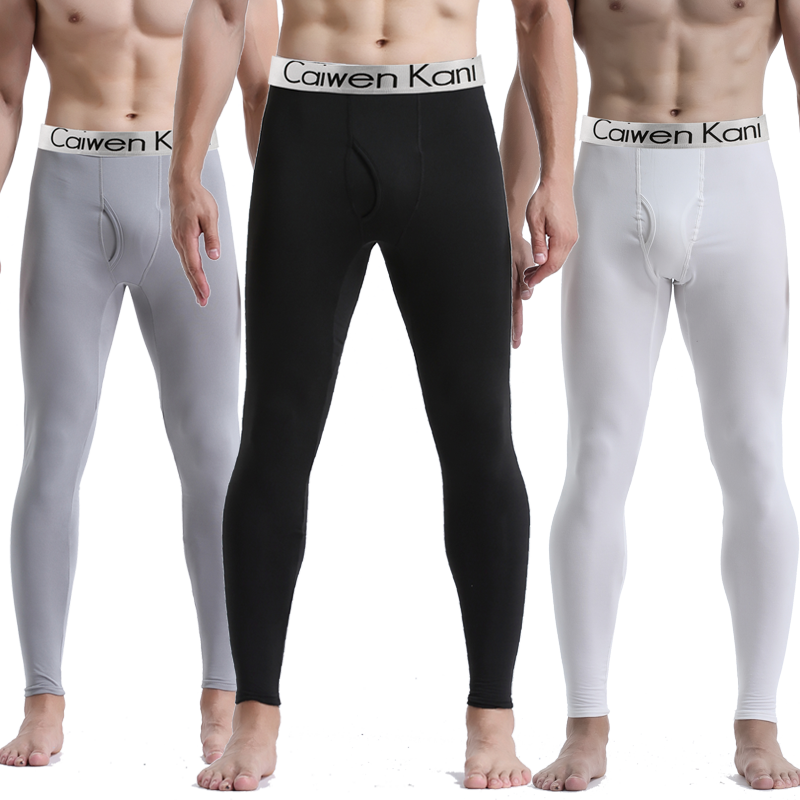 秋季大码男士秋裤薄款青年紧身舒适裤加绒打底保暖裤线裤A