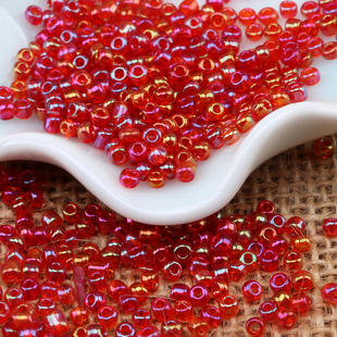 4mm镀彩灌银玻璃米珠散珠奶油管珠手工手链项链串珠材料配件450g