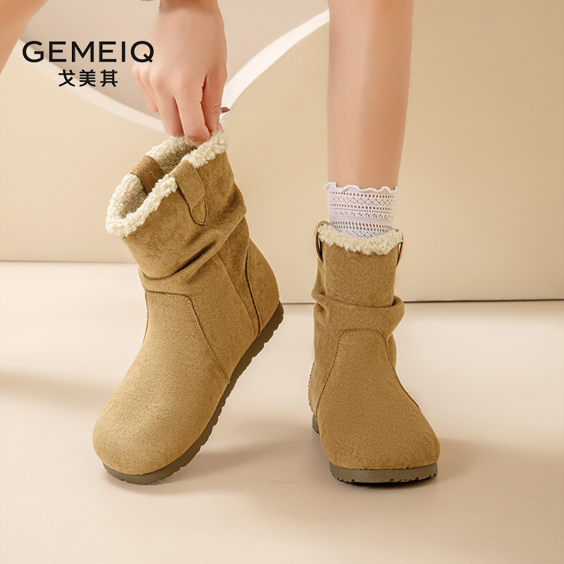 戈美其圆头平底雪地靴