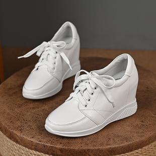 春秋单鞋 北西迪真皮9CM内增高小白鞋 女简约百搭松糕厚底休闲女鞋