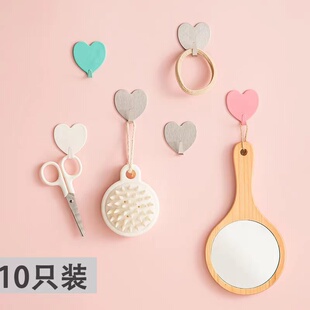 日系少女心爱心挂钩心形房间装 饰钩强力粘胶宿舍墙壁粘钩可爱挂钩