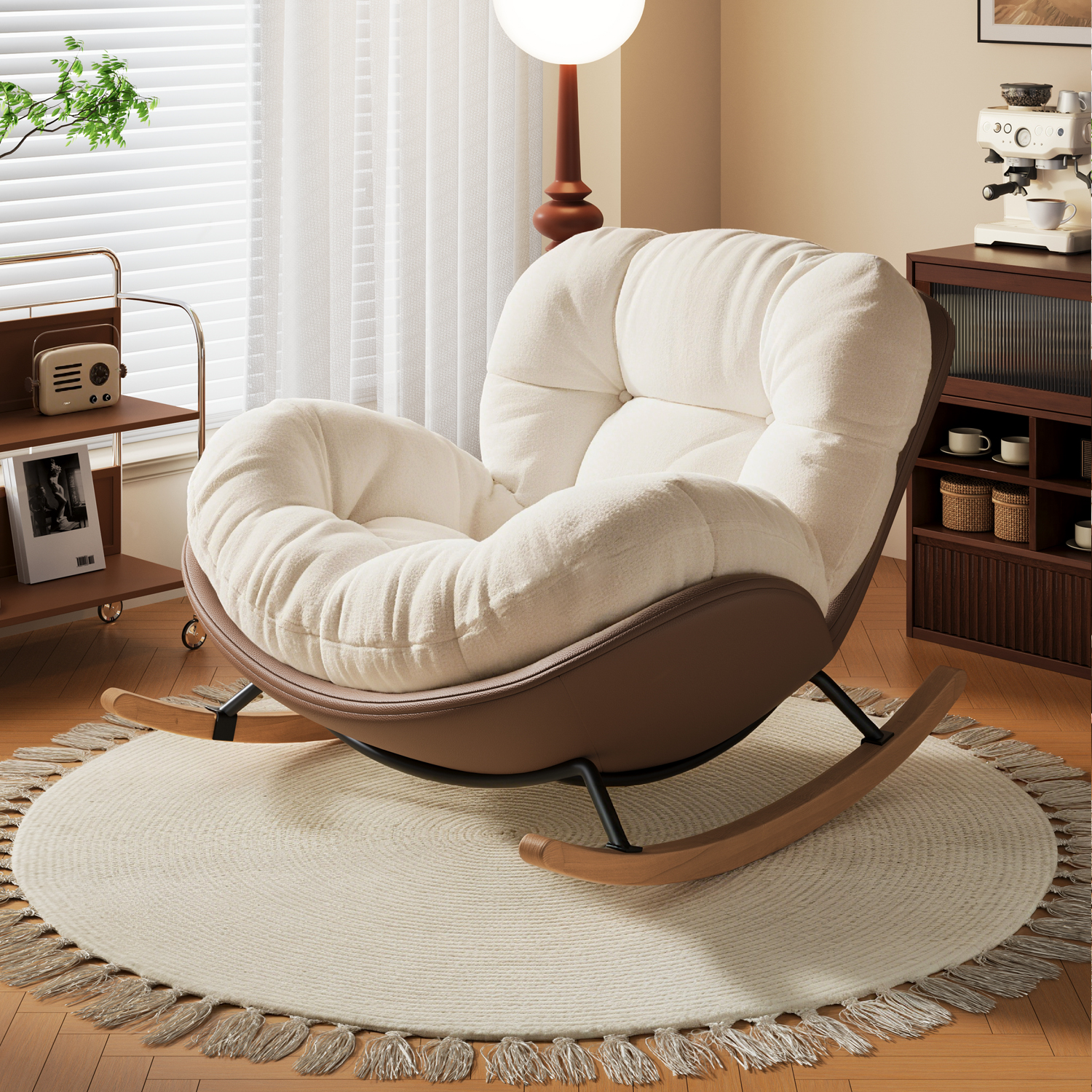 蛋壳摇椅大人躺椅网红阳台家用单人休闲 懒人午休摇椅沙发2025新