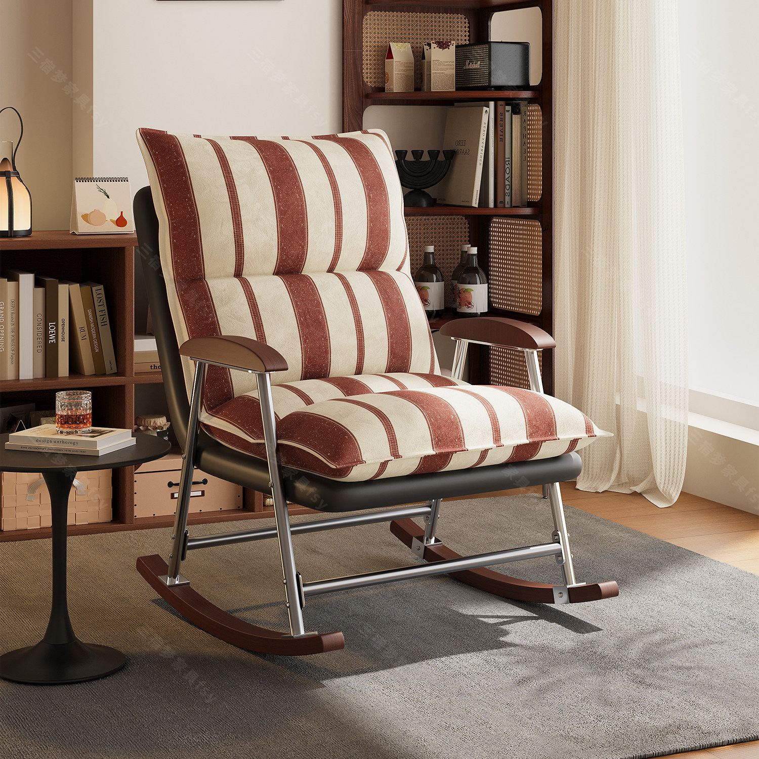 复古摇摇椅可睡可躺休闲靠背可调摇椅躺椅阳台休闲懒人沙发单人椅,住宅家具,摇椅,淘宝优惠券,粉丝福利购,淘宝优惠卷