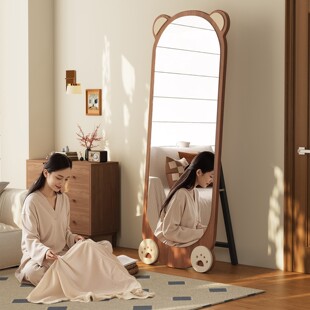 中古小熊全身镜落地镜女生卧室网红试衣镜家用穿衣镜挂壁更衣镜子