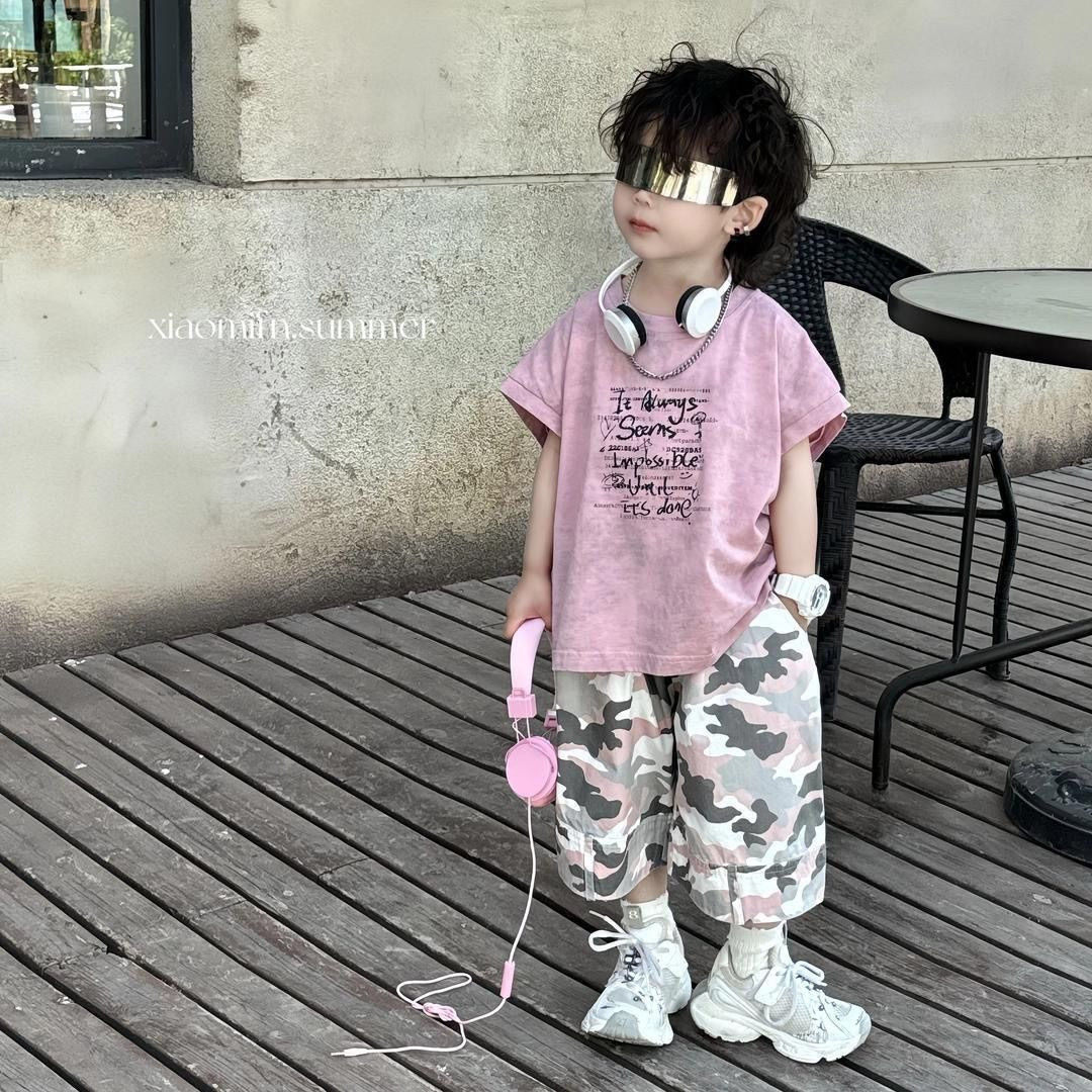 2026夏季新款套装卡通背心迷彩短裤韩版男童洋气儿童宝宝两件套潮