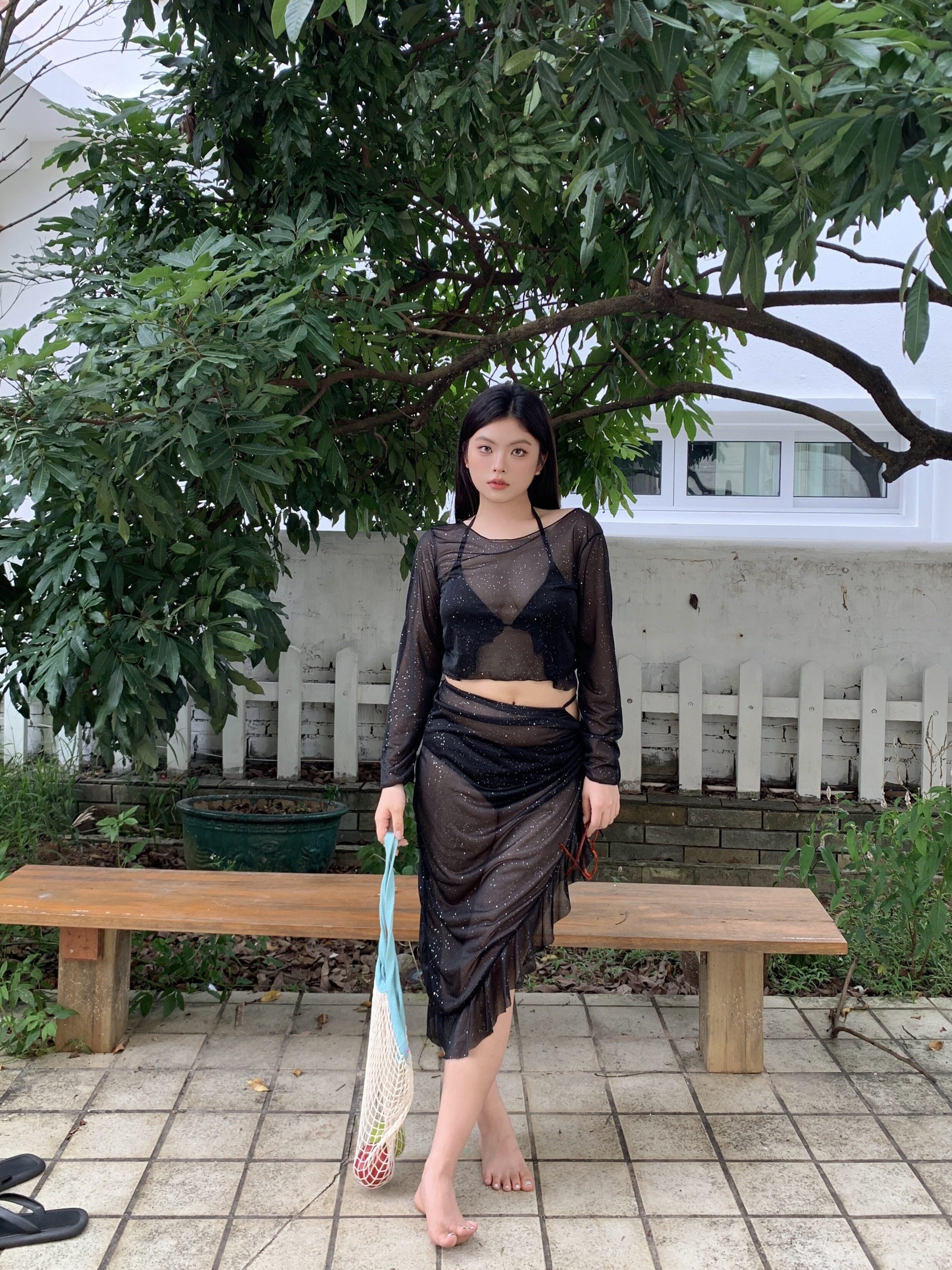 Swimsuit Niche sexy Plus size Bikini Four-Piece Set with Hip-Covering Long Skirt Slim Looking Vacation Loose-Fit Women's Swimsuit