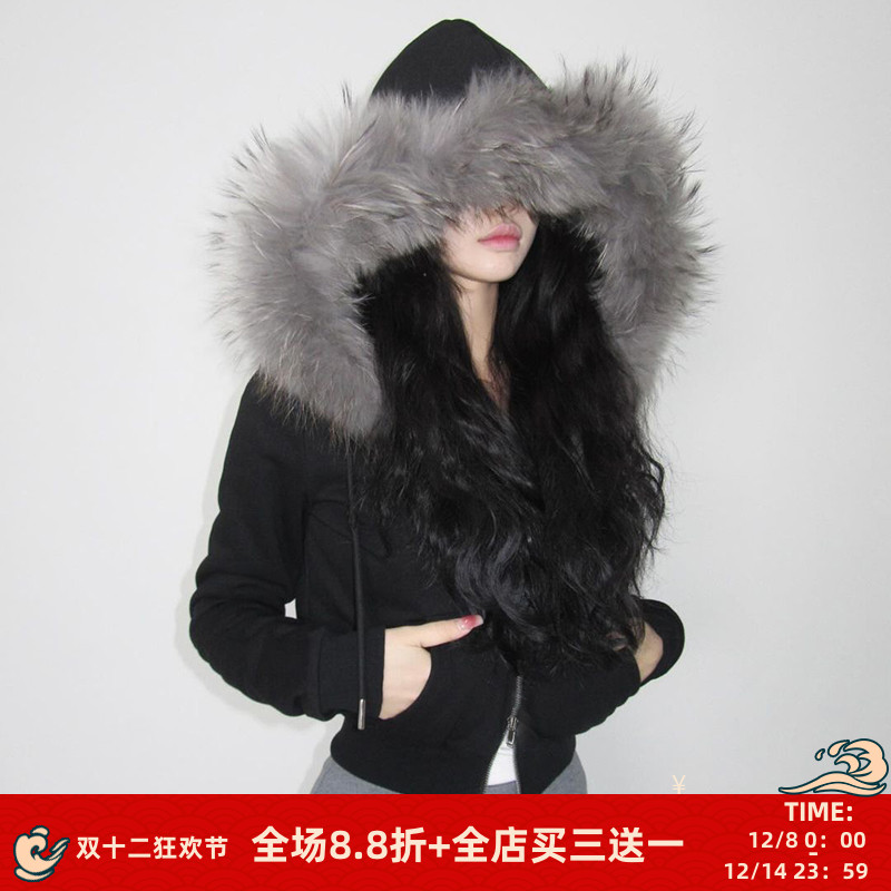 毛毛连帽卫衣外套小众显瘦上衣