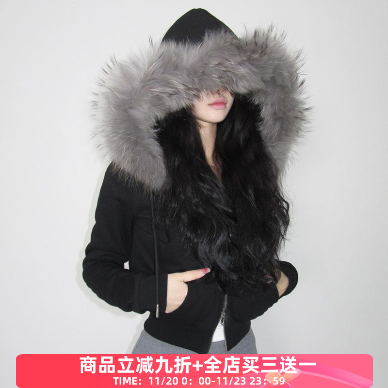 毛毛连帽卫衣外套小众显瘦上衣