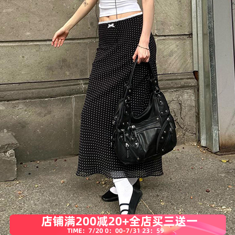 miu系小波点半身裙百搭甜美长裙