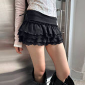 FabGirls 芭蕾少女蝴蝶结蕾丝拼接低腰半身裙 百搭甜美显瘦蛋糕裙