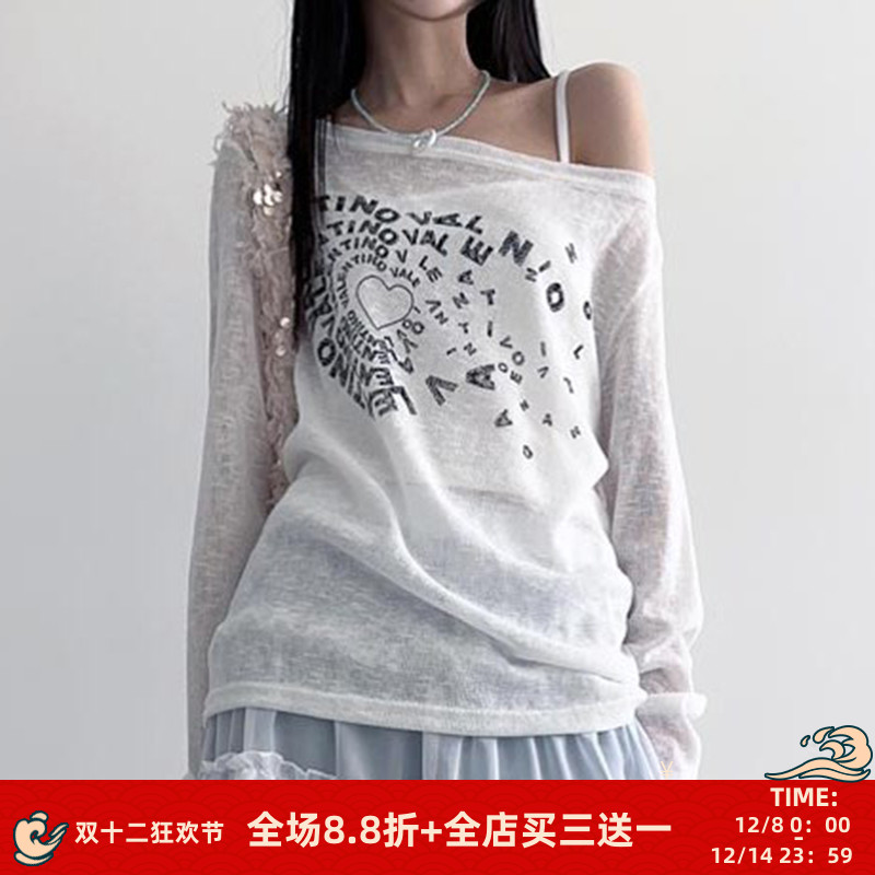 慵懒个性印花T恤百搭显瘦上衣