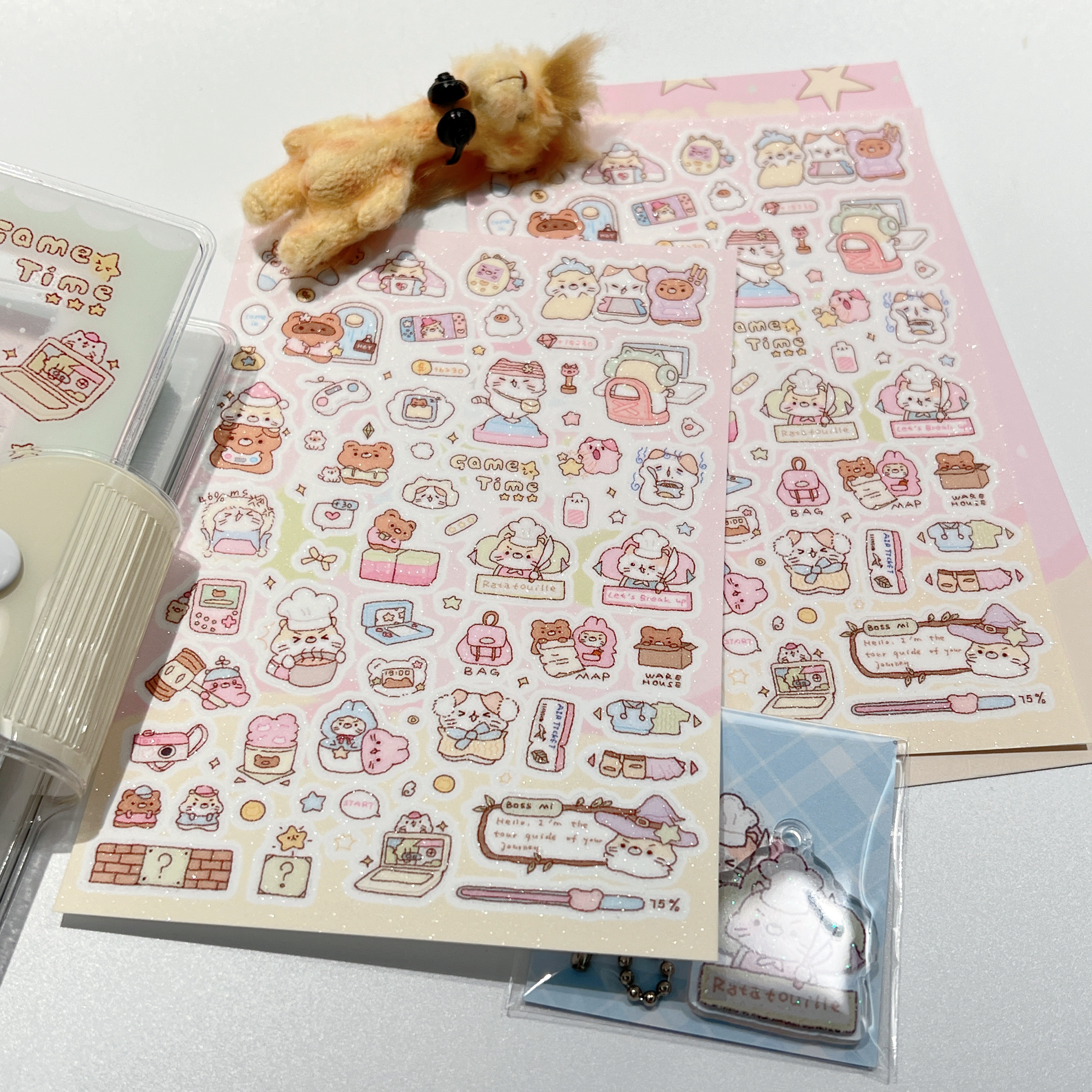 potato bb原创 鼠鼠游戏时间 闪砂和纸贴纸 百搭拼贴实用可爱