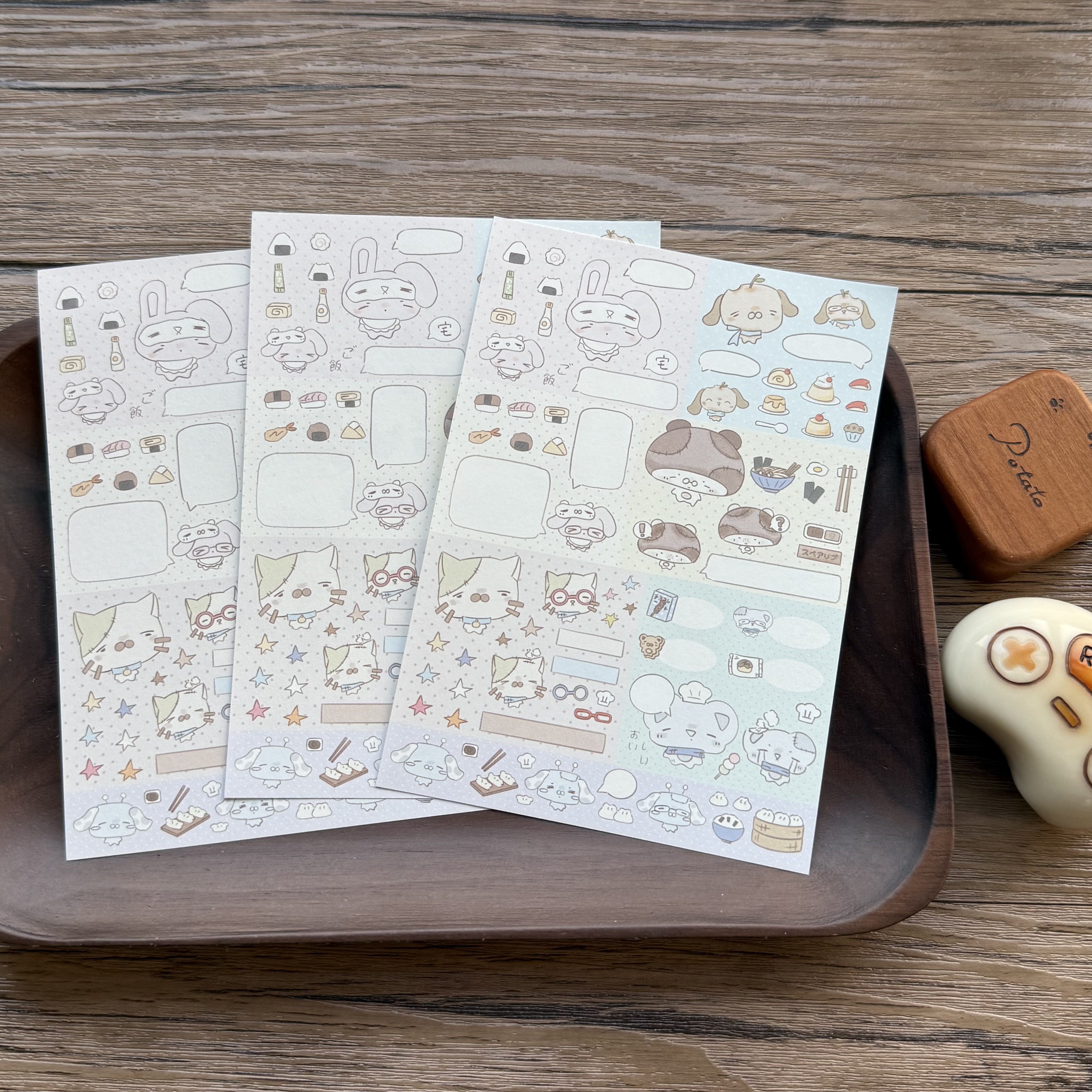 potato bb原创 猫鼠狗系列拼布便签 百搭可爱手帐拼贴素材