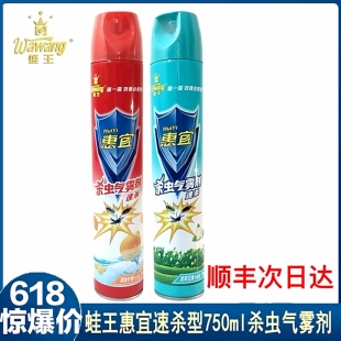 蛙王惠宜杀虫气雾剂速杀型750ml*2瓶 家用驱灭杀蚊子苍蝇蟑螂