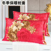 冬天一对装 冬季 加厚法兰绒枕套保暖法莱绒枕芯套48x74单人枕头套