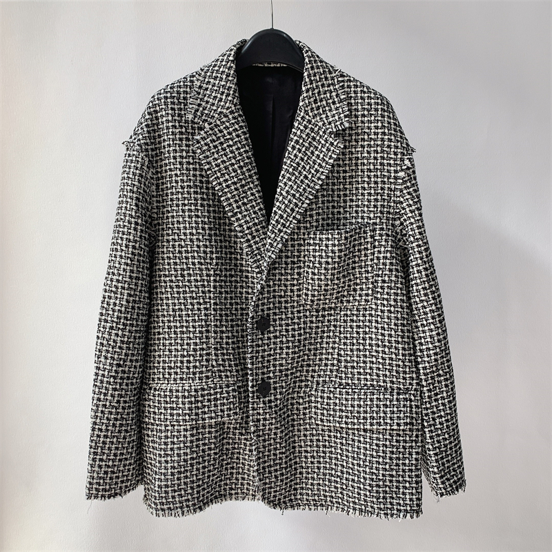 休闲长袖毛边西装外套