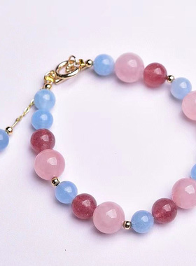 天然摩根石散珠手工串珠diy材料手链手串配件多色水晶粉珠子