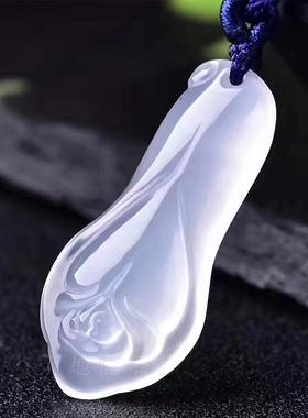 天然冰种项坠毛衣链白玛瑙