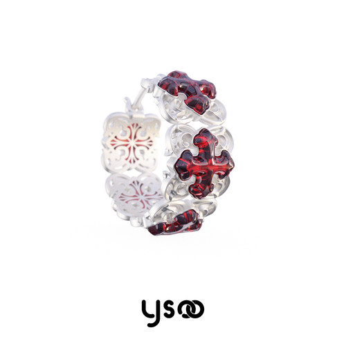 超A甜酷耳圈/鸢尾花925银针耳圈欧式树脂流光ins风甜酷耳饰女