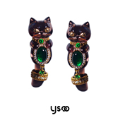 赫本富贵猫 YSOO猫咪耳钉童趣珠宝S925银针手作礼物甜酷风耳饰