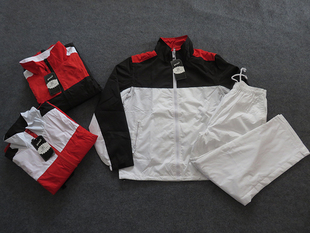 外贸涤纶复古运动套装男秋季跑步休闲拼色外套训练健身专业户外