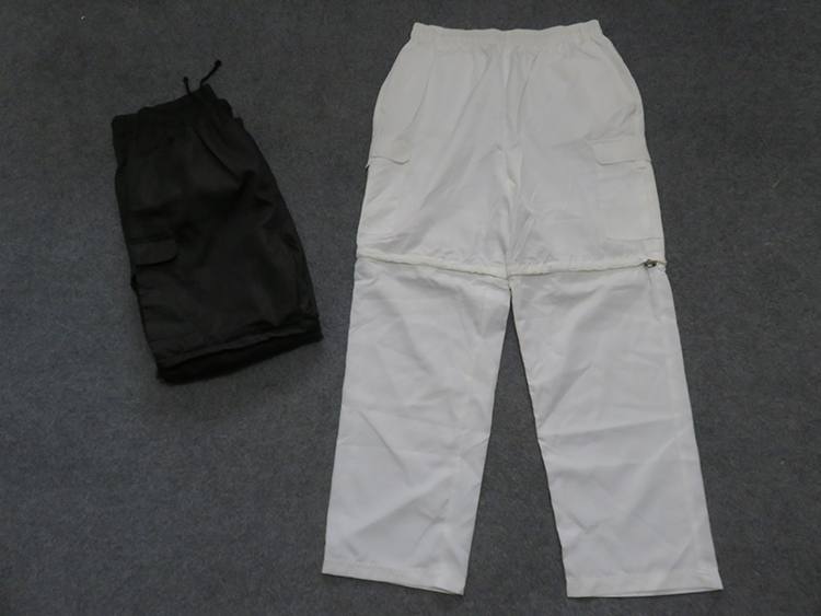 外贸白色运动长裤男春秋季薄款宽松直筒两截裤子内网可拆卸裤腿