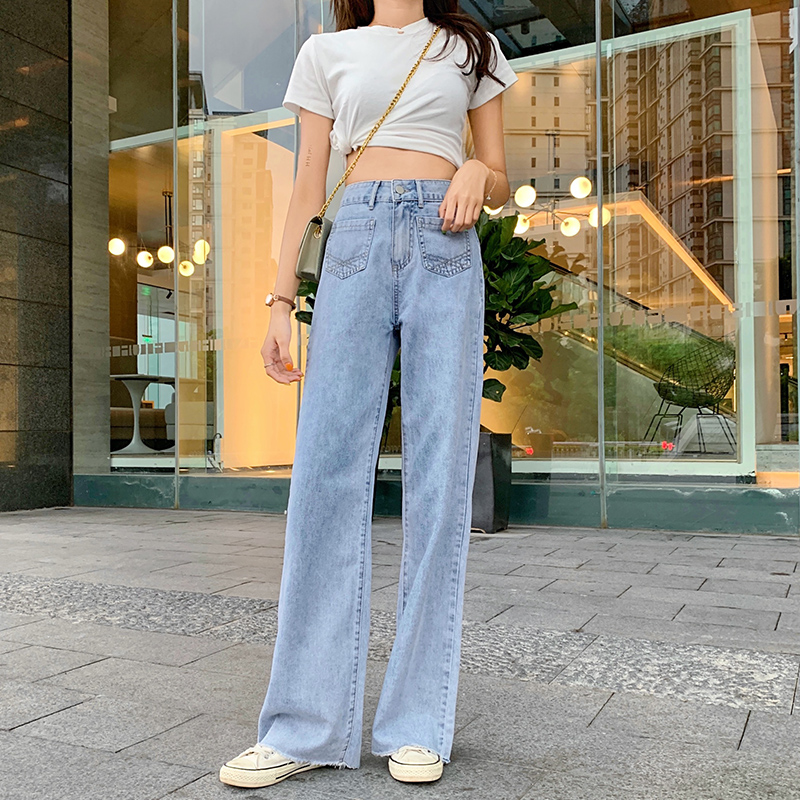 限时秒杀小个子泫雅裤xxs阔腿牛仔裤女2019年秋季瘦直筒高腰宽松chic港风